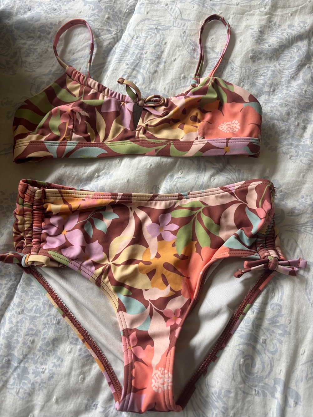 Billabong Girls Floral Tie-Detail Bikini Set in Multi-Color